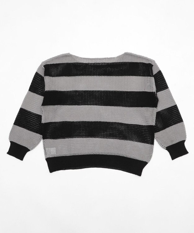 WEGO オフショルメッシュニット グレーボーダー