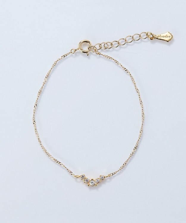 Phoebe Vラインビジューブレスレット ゴールド
