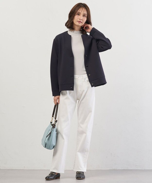 J.PRESS LADIES 【洗える】BASIC STRETCH DENIM ボーイフィット デニム ホワイト系