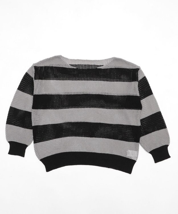 WEGO オフショルメッシュニット グレーボーダー