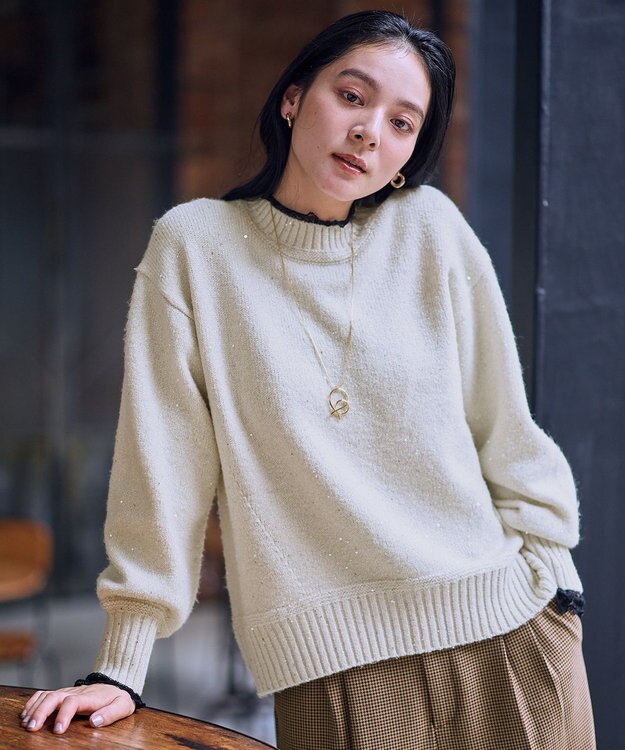 ANY スパンコールニット エクリュ