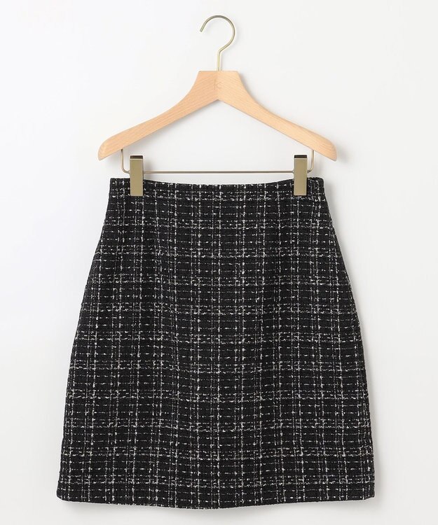 組曲 ラメステッチツイード スカート ブラック系
