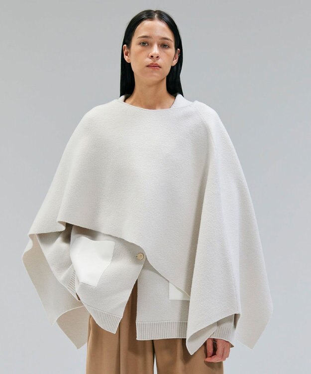 BEIGE， CHICORA / プルオーバーウールニットケープ Bone