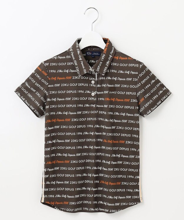 23区GOLF 【WOMEN】【吸水速乾/UVケア】ロゴパターンプリント 総柄半そで ポロシャツ ブラウン系5