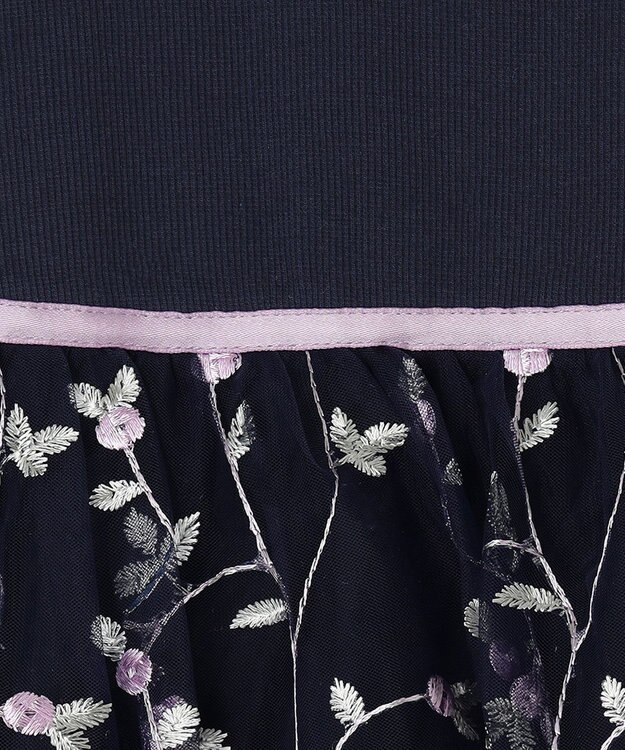 ANY KIDS 刺繍チュールガーリー ワンピース ネイビー