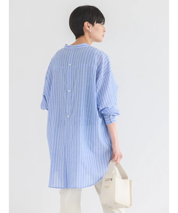 AMERICAN HOLIC イージーケア＋接触冷感　Ｗポケットシャツチュニック Stripe Navy