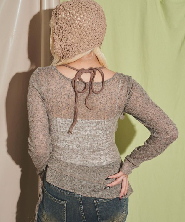 WEGO キャミレイヤードフリルデザインTOP ブラウン