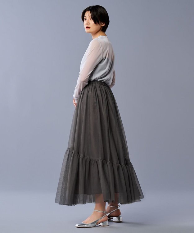 uncrave 【洗濯機洗い可】カクテルチュール スカート（uncrave STANDARD） スレート