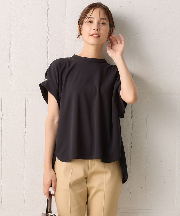 組曲 L 【WEB限定】ライトジョーゼット袖タック ブラウス ブラック系