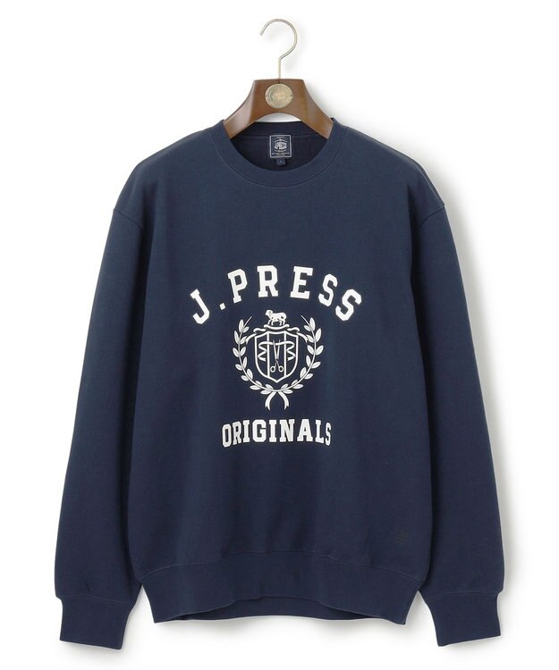 J.PRESS MEN 【J.PRESS ORIGINALS】【UNISEX】Supima Recycle Cotton CREST Logo Sweat ネイビー系