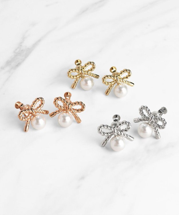 TOCCA PROMISE PEARL RIBBON EARRINGS イヤリング ピンクゴールド系