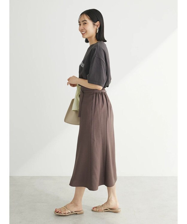 Green Parks きれシルベルト付きフレアスカート Brown