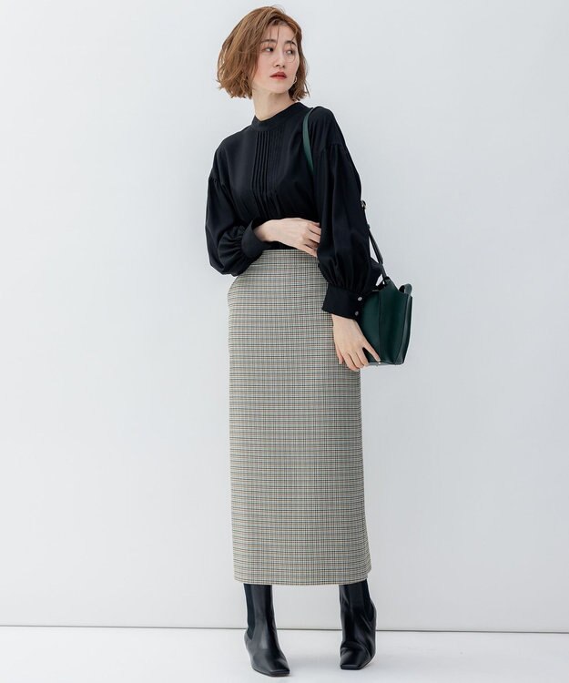 23区 L 【洗える】キュアセルツイル ピンタック ブラウス ブラック系