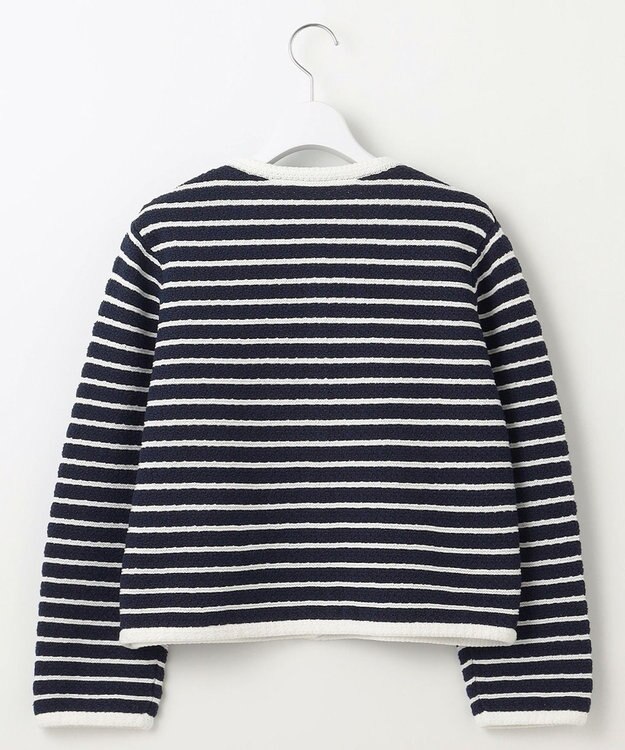 23区 【Oggi3月号掲載/洗える】ブークレコットン ニットジャケット ネイビー×オフ