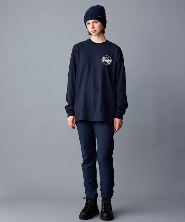 JOSEPH ABBOUD MOUNTAIN LONG SLEEVE FRONTIER GRAPPHIC T-SHIRT ネイビー ネイビー系