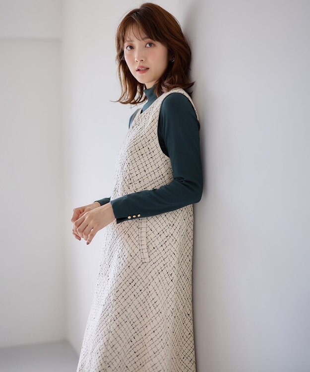 ANY SIS 【美人百花掲載】シックツイーディ ワンピース アイボリー