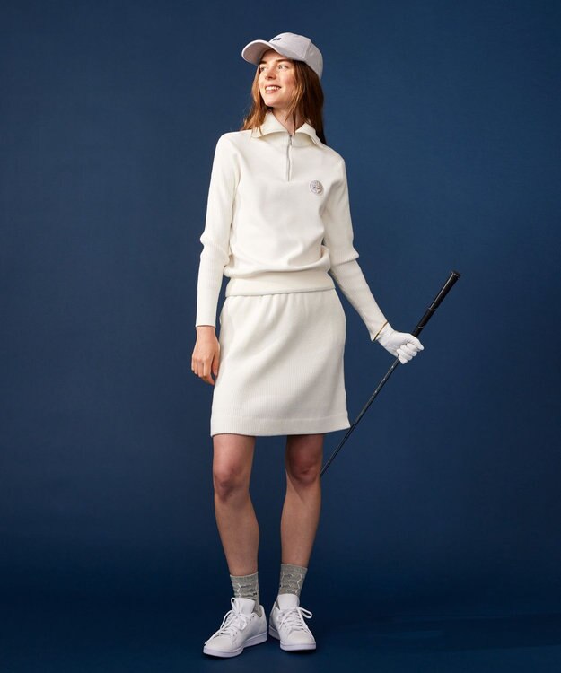 23区GOLF 【WOMEN】ストレッチモールハーフジップ ニット ホワイト系
