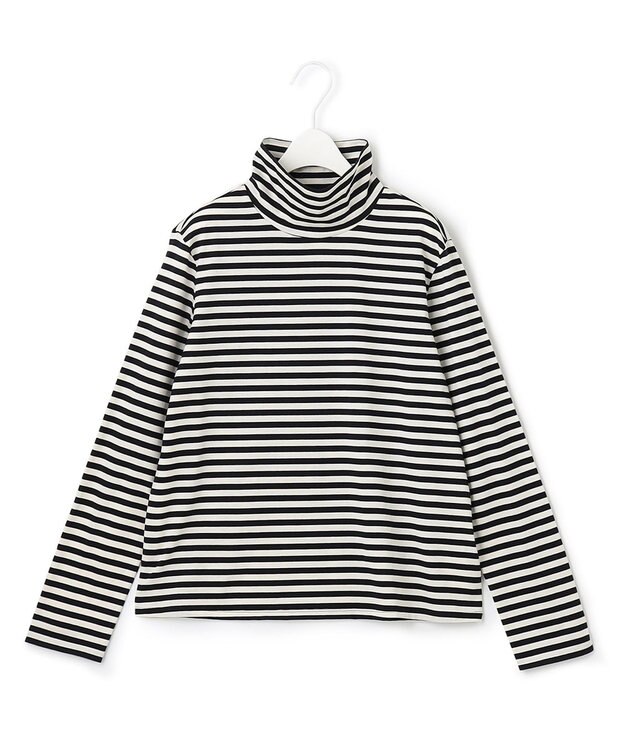 ICB 【洗える】CottonSingleJersey ハイネックプルオーバー ブラックボーダー系