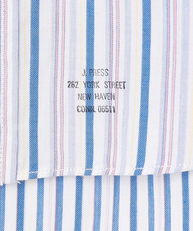 J.PRESS MEN オーガニックコットンダブルチューブマルチストライプシャツ ブルー系1