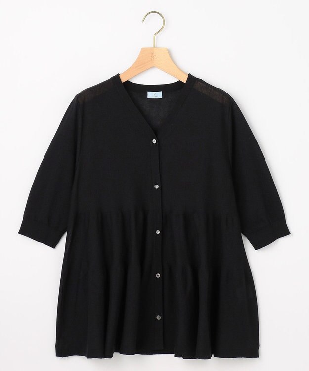 組曲 L 【先行予約】シアーニット　ティアードカーディガン ブラック系