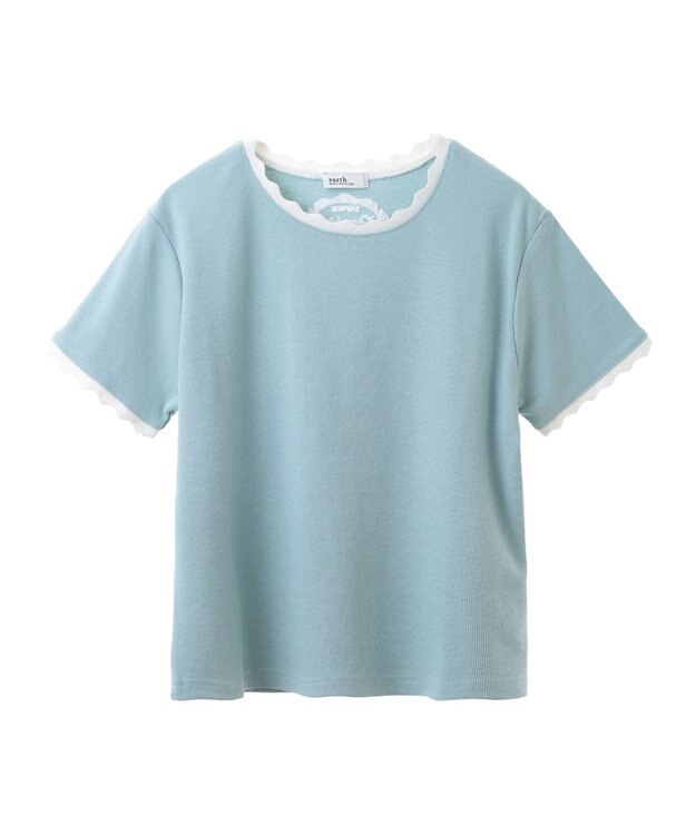 earth music&ecology バイカラースカラッププルオーバー Mint