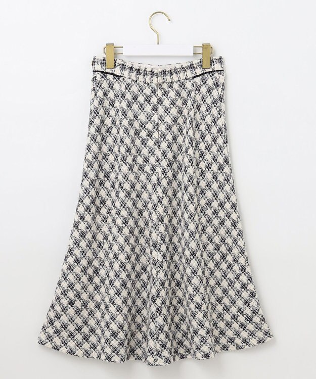 ANY SIS L パフィツイードミディ スカート アイボリー系