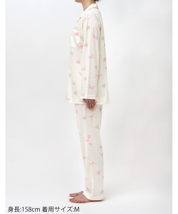 Wing パジャマ 綿100%(本体) 3Lまで対応 大きいサイズ 長袖 長ズボン レディース EP7049 ウイング／ワコール ピンク