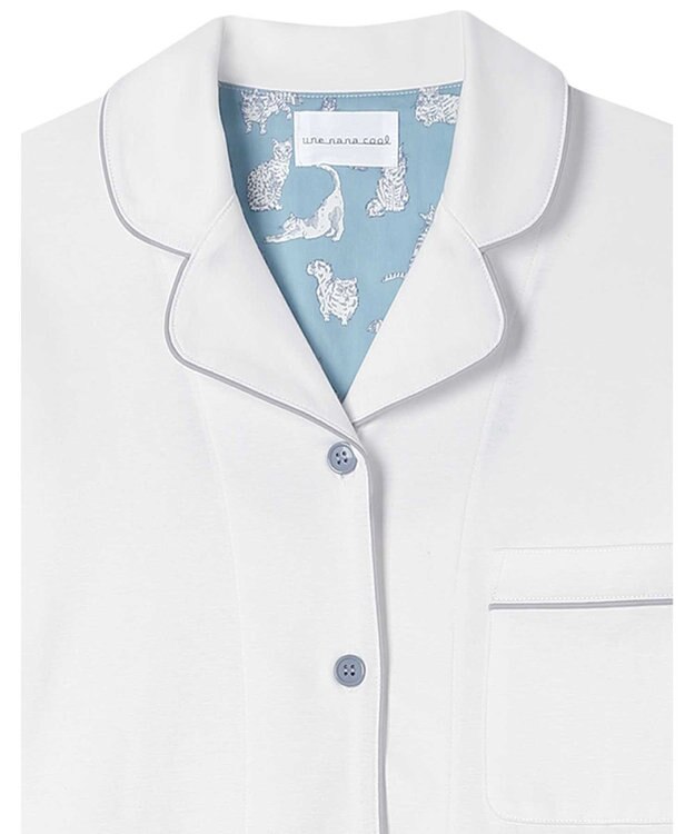 une nana cool 【綿100%】60/1 シルケットスムース 長袖開襟 MADE WITH LIBERTY FABRIC オフホワイト