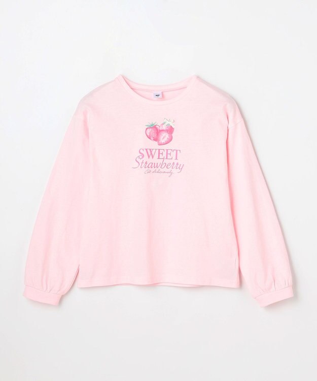 ANY KIDS 【Strawberry Collection】アートプリント 長袖Tシャツ ピンク