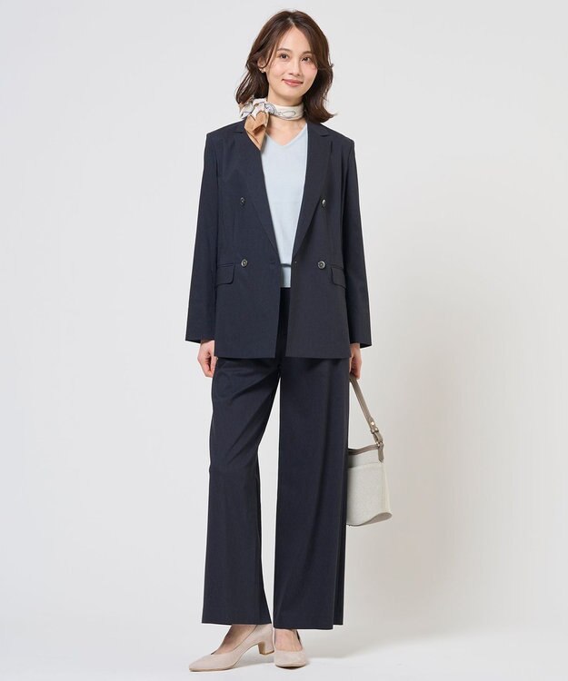 J.PRESS LADIES L HIGH GAUGE BASIC Vネック ニット アクア系