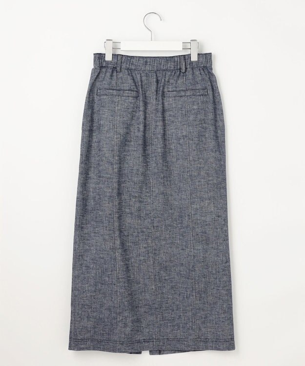 自由区 【洗える】コットンリネンシャンブレー スカート インディゴ系