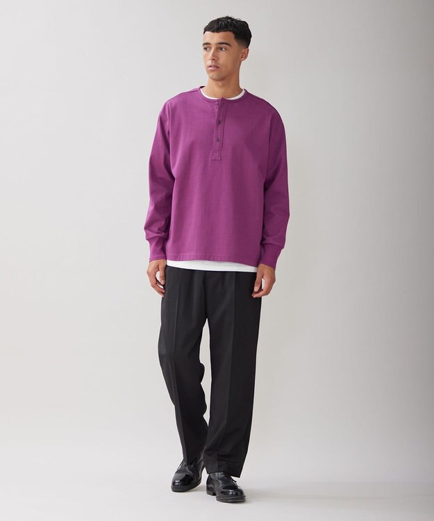 UNFILO MENS コットン ヘンリーネックTEE [23年秋冬商品] ボルドー