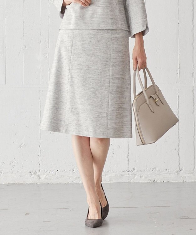 J.PRESS LADIES ライトツイードストレッチ スカート ライトグレー系1