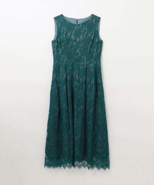 GRACE CONTINENTAL リバーレースタックドレス グリーン