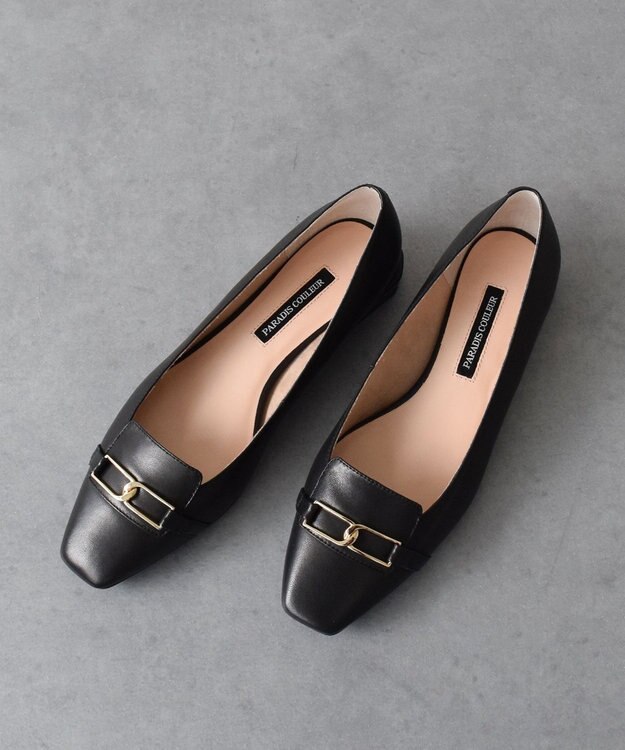 Bridget Birkin 【PARADIS COULEUR】スクエアトウメタルオーナメントパンプス ブラック