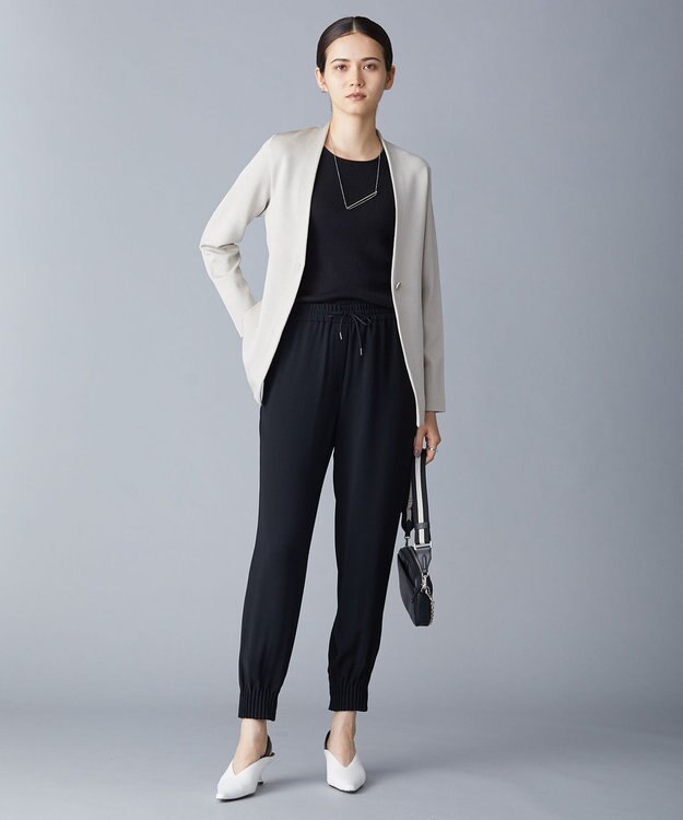 ICB 【WEB限定カラーあり・洗える】ライトダブルクロス ジョガーパンツ ブラック系