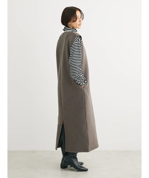 Green Parks ・ＥＬＥＮＣＡＲＥ　ＤＵＥ　ブークレＶネックジャンスカ Charcoal Gray