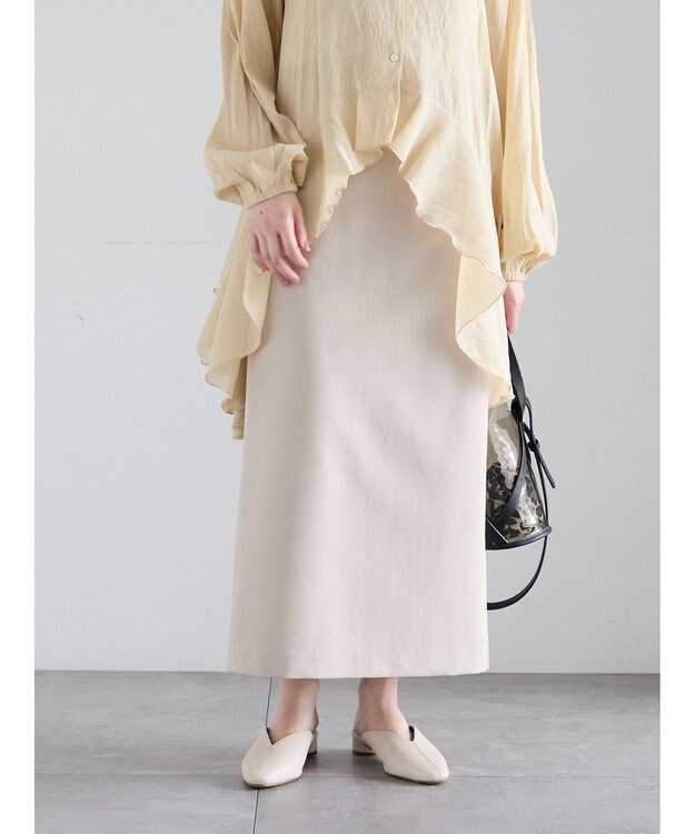 Te chichi 【雑誌掲載アイテム】ダブルクロスイージーナロースカート ベージュ