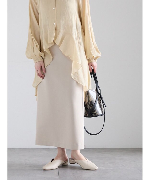 Te chichi 【雑誌掲載アイテム】ダブルクロスイージーナロースカート ベージュ