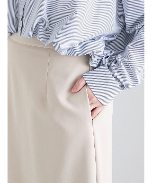 Te chichi 【雑誌掲載アイテム】ダブルクロスイージーナロースカート ベージュ