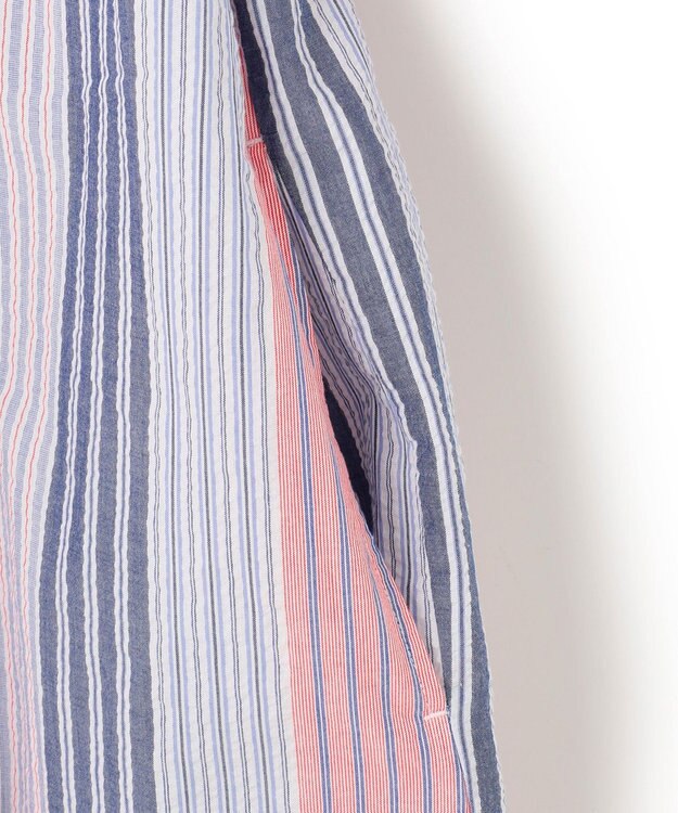 J.PRESS YORK STREET 【WOMEN】マルチストライプ シャツワンピース レッド系1