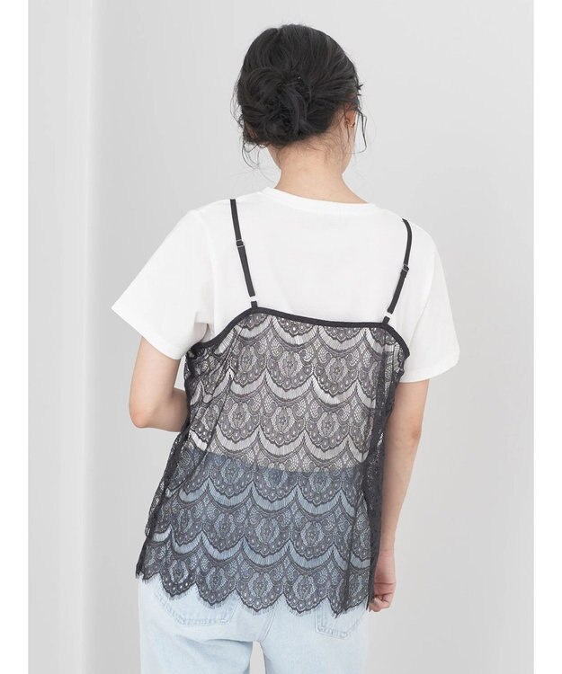 earth music&ecology ＳＥＴ２点レースキャミソール＋ＴＥＥ Black