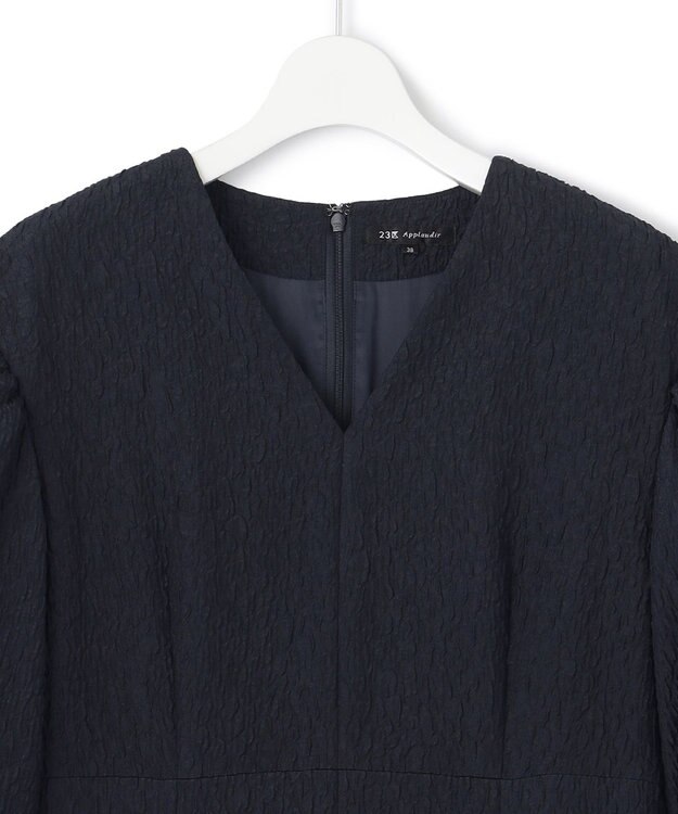 23区 S 【APPLAUDIR】マトラッセジャカード フレアドレス ネイビー系