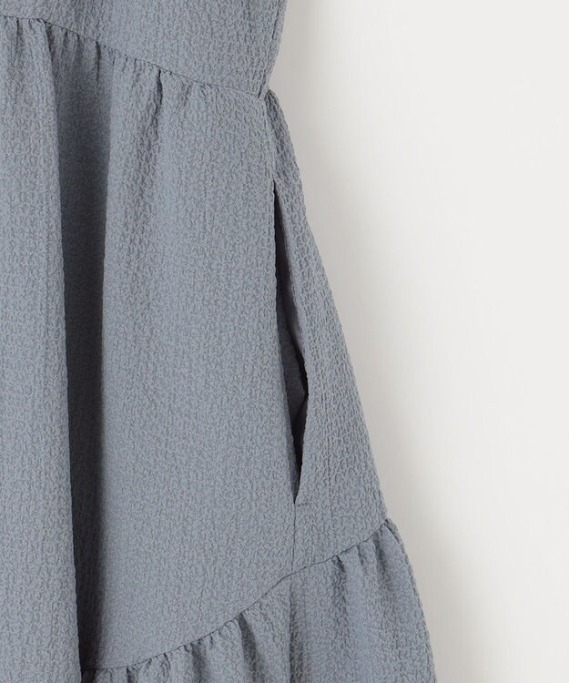 組曲 【WEB限定】クレープストレッチ ティアードキャミワンピース ダスティブルー系
