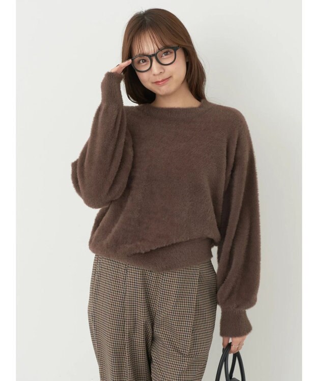 earth music&ecology ミニシャギープルオーバー Brown