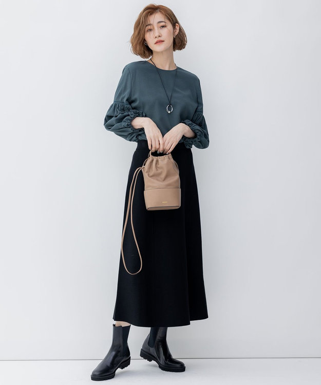 23区 【洗える】ドレープドビークロス バルーンスリーブ ブラウス グリーン系