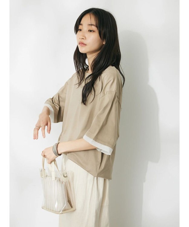 CRAFT STANDARD BOUTIQUE 【ＵＶカット】布帛切り替えプルオーバー Beige