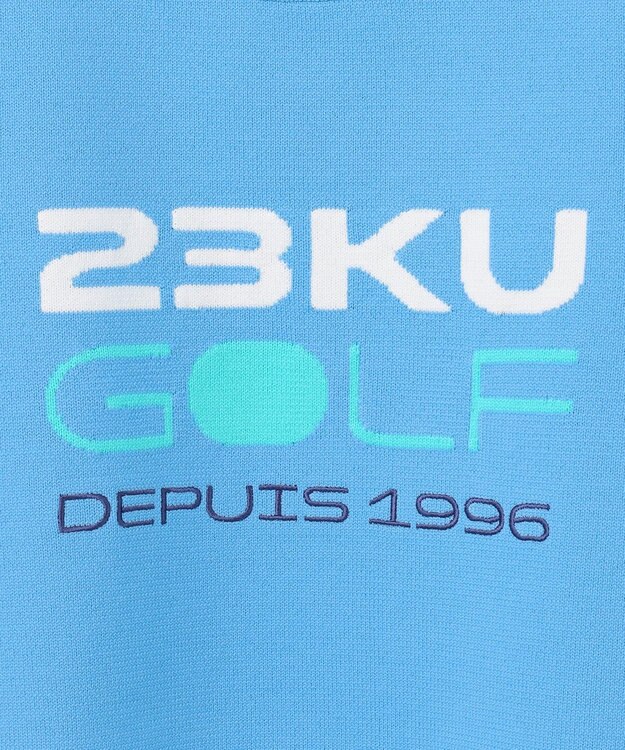 23区GOLF 【WOMEN】【ウォッシャブル】ロゴインターシャ ポリエステルニット スカイブルー系
