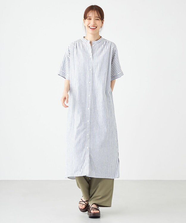 SHARE PARK LADIES フレンチスリーブガウンワンピース ブルー系1