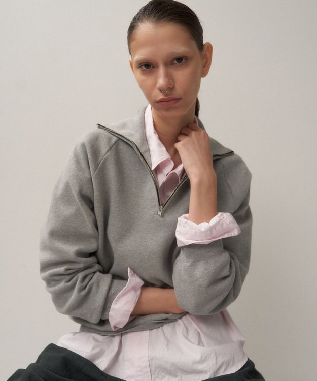 ATON 50/3 ORGANIC SMOOTH | ハーフジップセーター TOP GRAY